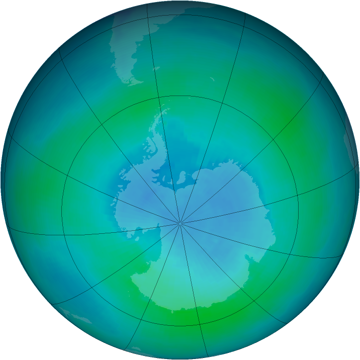 Antarctic ozone map for February 1994